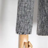 Primetime Looks-Double-breasted tasseled blazer in gray