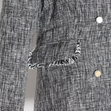 Primetime Looks-Double-breasted tasseled blazer in gray