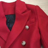 Primetime Looks-Double-breasted wool-blend blazer plaid red