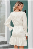 Dovey V-neck white mini dress-Primetime Looks