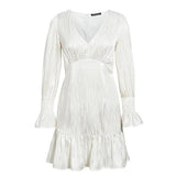 Dovey V-neck white mini dress