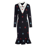 PATSY star-print beaded midi dress
