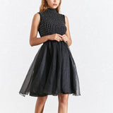 Turtleneck beaded mini dress