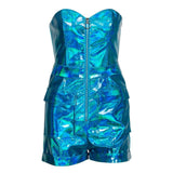 Primetime Looks-Electric strapless playsuit