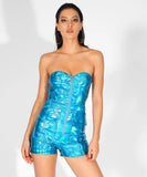 Primetime Looks-Electric strapless playsuit