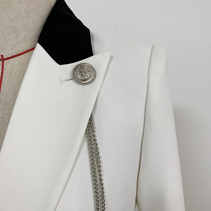 Primetime Looks-Elegant white chain embellished blazer