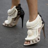 Embellished High-heeled Ankle-strap Sandals