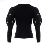 Embellished Puffed Sleeve Cardigan
