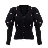 Embellished Puffed Sleeve Cardigan