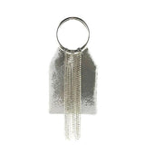 Embellished tassled wristlet bag