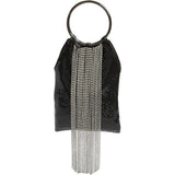 Embellished tassled wristlet bag