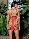 Primetime Looks-Embroidered beige shorts set