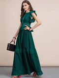 Emerald ruffled maxi dress
