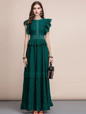 Emerald ruffled maxi dress