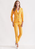 Primetime Looks-England yellow plaid pant suit