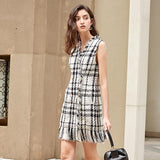EVIE Plaid Tassel Patchwork Mini Dress