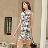 EVIE Plaid Tassel Patchwork Mini Dress