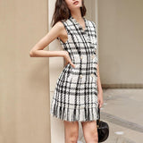 EVIE Plaid Tassel Patchwork Mini Dress