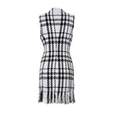 EVIE Plaid Tassel Patchwork Mini Dress