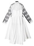 Extensive Back Lace Lapel Long Blouse