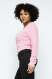 Eyelash Knit Cropped Cardigan With Pearl Button Details-Primetime-Looks
