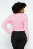 Eyelash Knit Cropped Cardigan With Pearl Button Details-Primetime-Looks