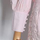 Primetime Looks-Eyelet lantern-sleeve blouse and shorts set
