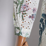 Primetime Looks-Eyelet Printed Belted Playsuit