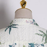 Primetime Looks-Eyelet Printed Belted Playsuit