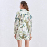 Primetime Looks-Eyelet Printed Belted Playsuit