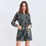 Primetime Looks-Eyelet Printed Belted Playsuit