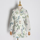 Primetime Looks-Eyelet Printed Belted Playsuit