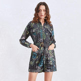 Primetime Looks-Eyelet Printed Belted Playsuit