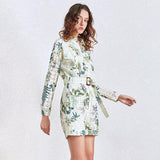 Primetime Looks-Eyelet Printed Belted Playsuit