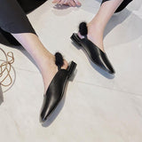 Faux fur decorated slingbacks