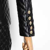 Primetime Looks-Faux leather grid skirt set