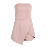 Primetime Looks-Faux suede romper in pink
