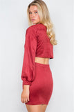 Primetime Looks-Faux Suede Two Piece Crop Top Mini Skirt Set