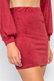 Primetime Looks-Faux Suede Two Piece Crop Top Mini Skirt Set