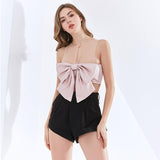 Fitted Crop Top with Bow Detail in colors