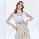 Flare Sleeve Lace Blouse in colors