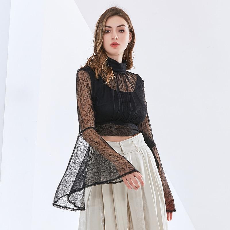 Flare Sleeve Lace Blouse in colors
