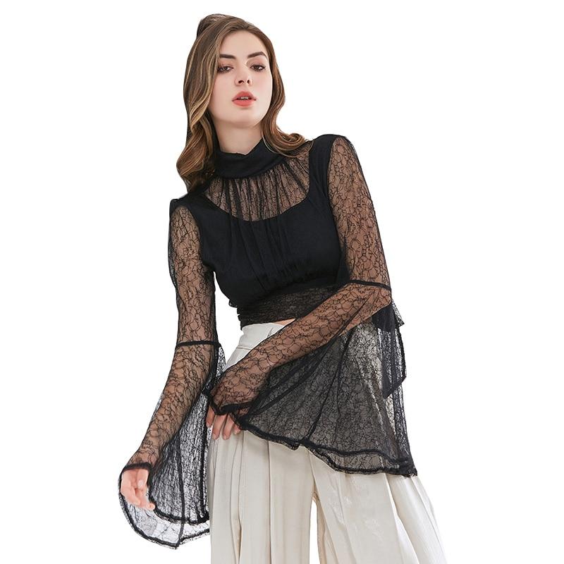 Flare Sleeve Lace Blouse in colors