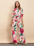 Floral Burst Blouse and Pant Set