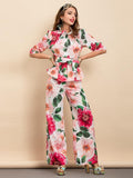 Floral Burst Blouse and Pant Set