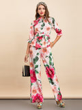 Floral Burst Blouse and Pant Set