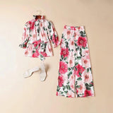 Floral Burst Blouse and Pant Set