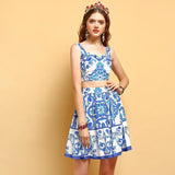 Primetime Looks-Floral crop top and skirt holiday set