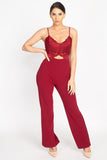 Primetime Looks-Floral Lace Front Cutout Jumpsuit