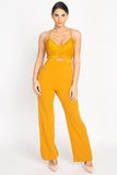 Primetime Looks-Floral Lace Front Cutout Jumpsuit